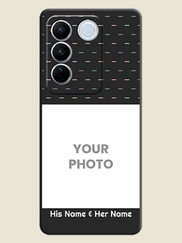 Custom Line Pattern Design with Text on Space Black Custom Soft Matte Phone Back Cover - Vivo V27 - alternate view