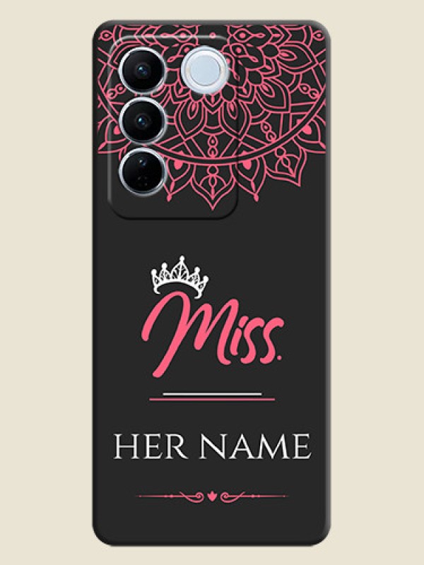 Custom Mrs Name with Floral Design on Space Black Personalized Soft Matte Phone Covers - Vivo V27 - alternate view