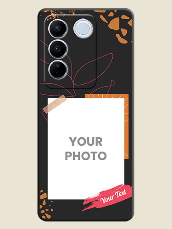 Custom Orange Photo Frame on Space Black Custom Soft Matte Phone Back Cover - Vivo V27 - alternate view