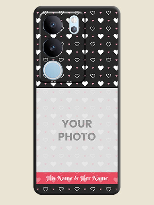 Custom White Color Love Symbols with Text Design on Photo On Space Black Custom Soft Matte Mobile Back Cover - Vivo V29 5G - alternate view