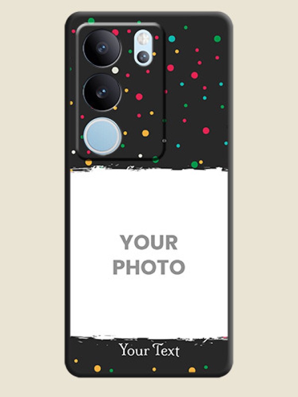 Custom Multicolor Dotted Pattern with Text  On Space Black Custom Soft Matte Mobile Back Cover - Vivo V29 5G - alternate view
