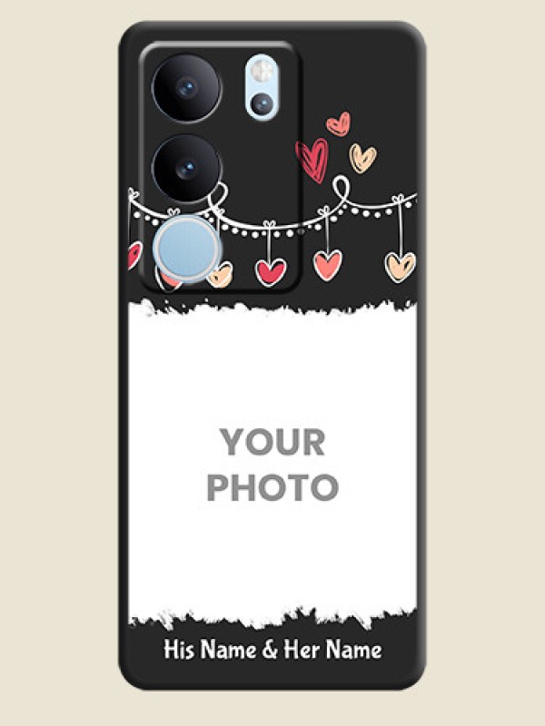 Custom Pink Love Hangings with Name On Space Black Custom Soft Matte Mobile Back Cover - Vivo V29 Pro 5G - alternate view