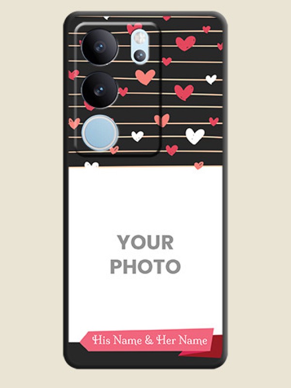 Custom Love Pattern with Name on Pink Ribbon  on Photo On Space Black Custom Soft Matte Mobile Back Cover - Vivo V29 Pro 5G - alternate view