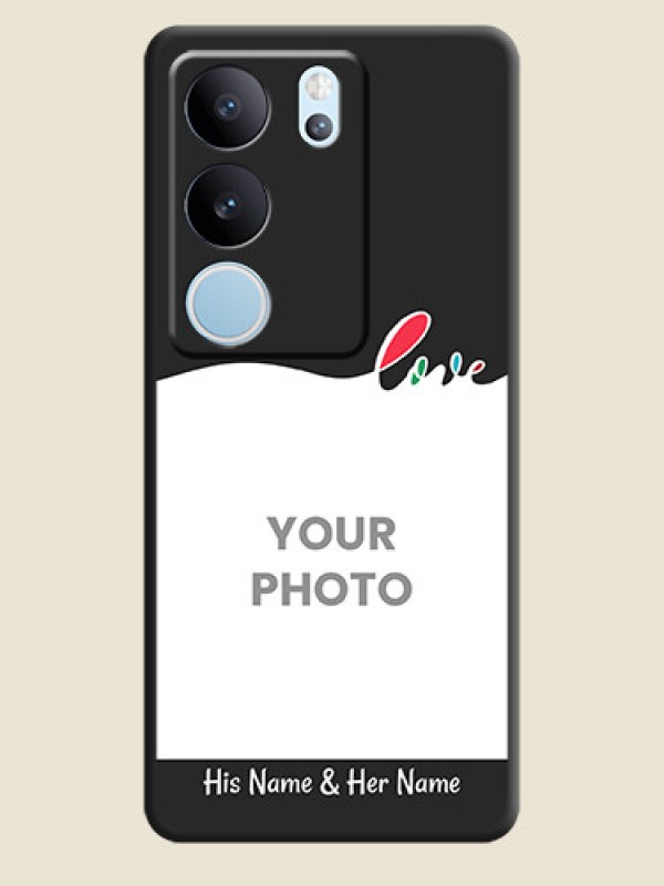 Custom Fall in Love Pattern with Picture on Photo On Space Black Custom Soft Matte Mobile Back Cover - Vivo V29 Pro 5G - alternate view