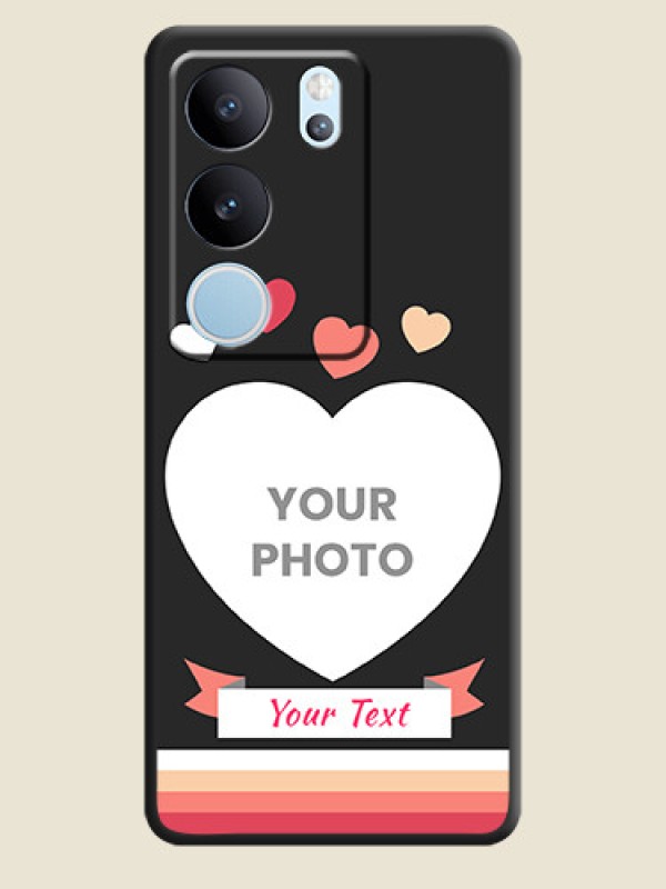 Custom Love Shaped Photo with Colorful Stripes On Space Black Custom Soft Matte Mobile Back Cover - Vivo V29 Pro 5G - alternate view