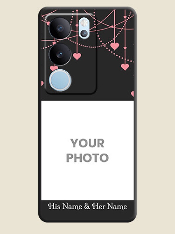Custom Pink Love Hangings with Text On Space Black Custom Soft Matte Mobile Back Cover - Vivo V29 Pro 5G - alternate view