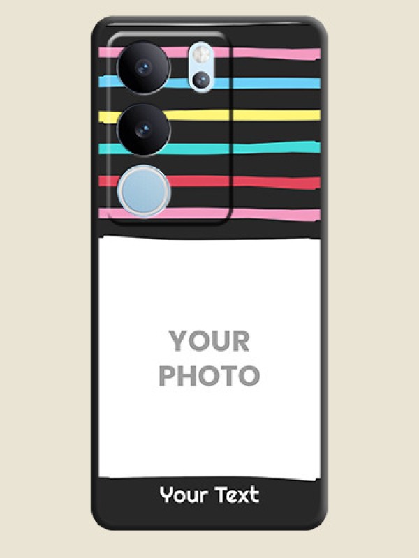 Custom Multicolor Lines with Image On Space Black Custom Soft Matte Mobile Back Cover - Vivo V29 Pro 5G - alternate view