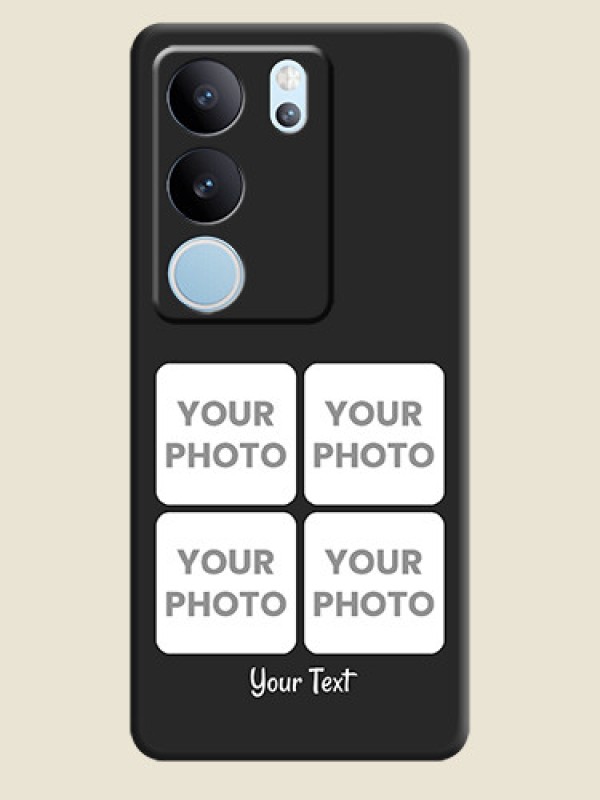 Custom Floral Art with 6 Image Holder on Photo On Space Black Custom Soft Matte Mobile Back Cover - Vivo V29 Pro 5G - alternate view