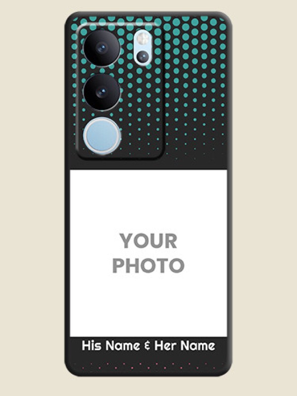 Custom Faded Dots with Grunge Photo Frame and Text On Space Black Custom Soft Matte Mobile Back Cover - Vivo V29 Pro 5G - alternate view