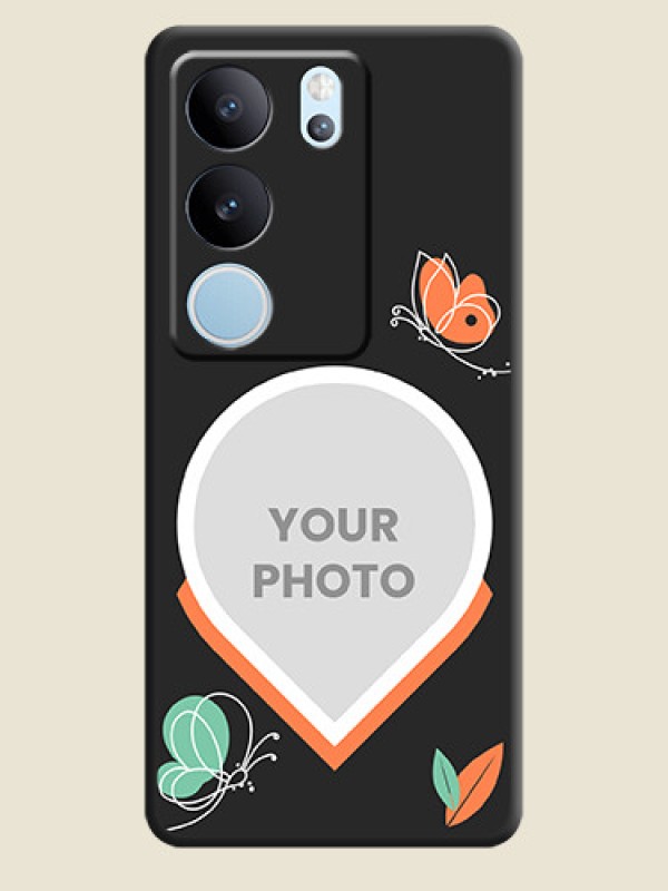 Custom Upload Pic With Simple Butterly Design On Space Black Custom Soft Matte Mobile Back Cover - Vivo V29 Pro 5G - alternate view