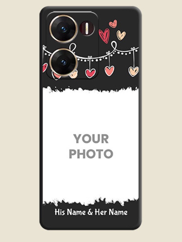 Custom Pink Love Hangings with Name On Space Black Custom Soft Matte Mobile Back Cover - Vivo V29E 5G - alternate view