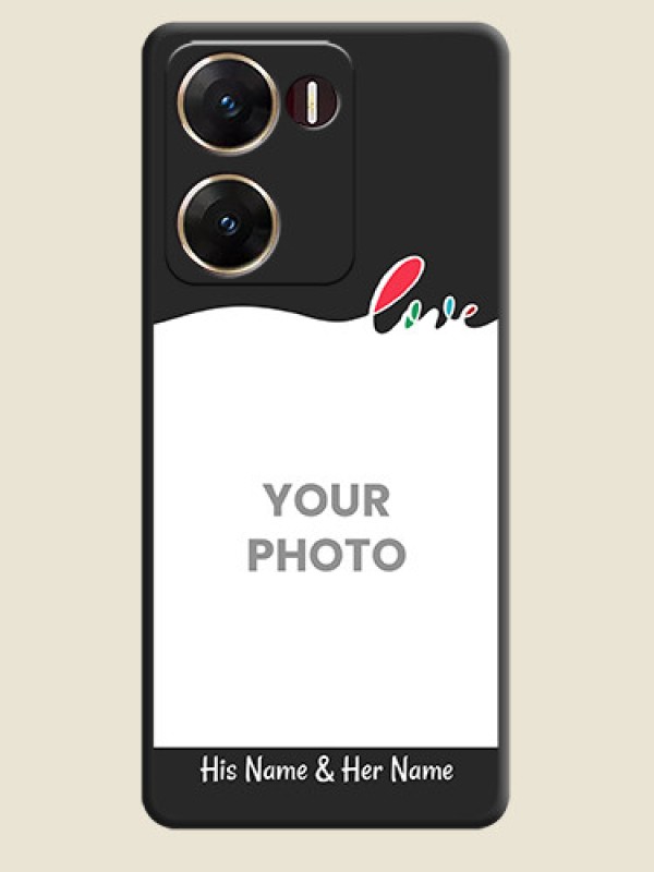 Custom Fall in Love Pattern with Picture on Photo On Space Black Custom Soft Matte Mobile Back Cover - Vivo V29E 5G - alternate view