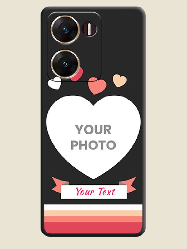 Custom Love Shaped Photo with Colorful Stripes On Space Black Custom Soft Matte Mobile Back Cover - Vivo V29E 5G - alternate view
