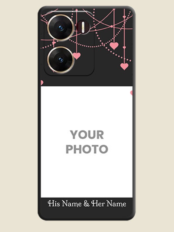 Custom Pink Love Hangings with Text On Space Black Custom Soft Matte Mobile Back Cover - Vivo V29E 5G - alternate view