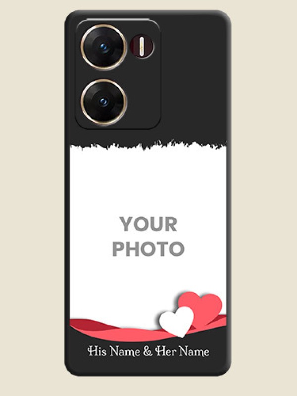 Custom Pin Color Love Shaped Ribbon Design with Text On Space Black Custom Soft Matte Mobile Back Cover - Vivo V29E 5G - alternate view