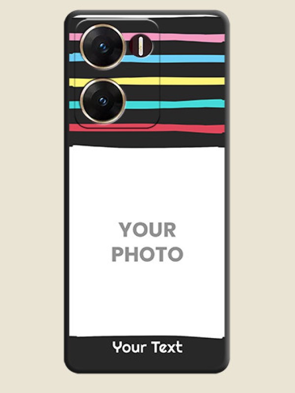 Custom Multicolor Lines with Image On Space Black Custom Soft Matte Mobile Back Cover - Vivo V29E 5G - alternate view