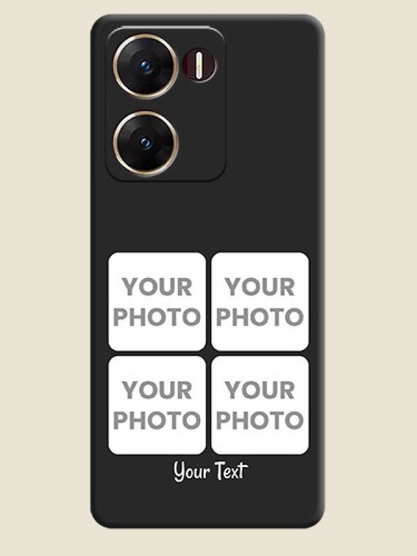 Custom Floral Art with 6 Image Holder on Photo On Space Black Custom Soft Matte Mobile Back Cover - Vivo V29E 5G - alternate view