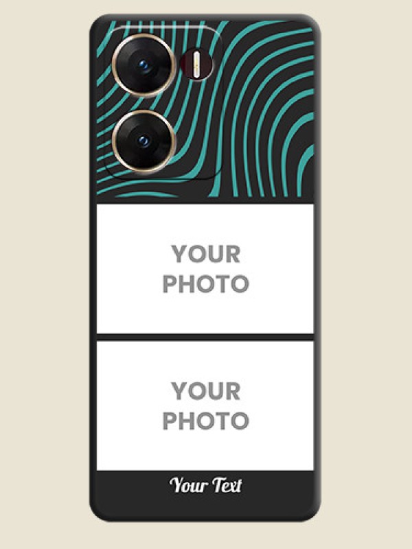 Custom Wave Pattern with 2 Image Holder On Space Black Custom Soft Matte Mobile Back Cover - Vivo V29E 5G - alternate view