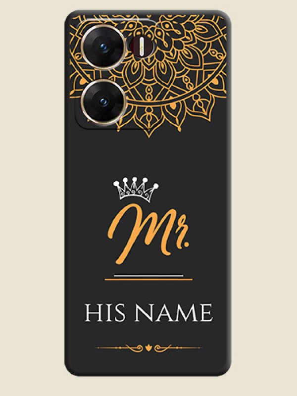 Custom Mr Name with Floral Design On Space Black Custom Soft Matte Mobile Back Cover - Vivo V29E 5G - alternate view