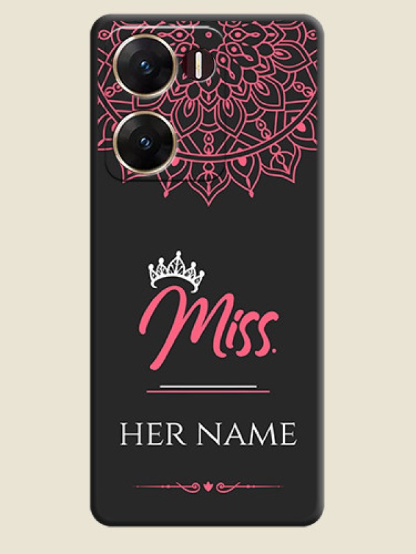 Custom Mrs Name with Floral Design On Space Black Custom Soft Matte Mobile Back Cover - Vivo V29E 5G - alternate view
