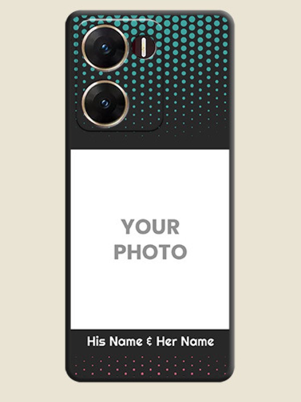 Custom Faded Dots with Grunge Photo Frame and Text On Space Black Custom Soft Matte Mobile Back Cover - Vivo V29E 5G - alternate view