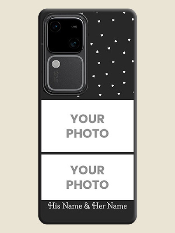 Custom Miniature Love Symbols with Name on Space Black Custom Soft Matte Back Cover - Vivo V30 5G - alternate view