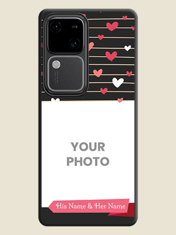 Custom Love Pattern with Name on Pink Ribbon - Photo on Space Black Soft Matte Back Cover - Vivo V30 5G - alternate view