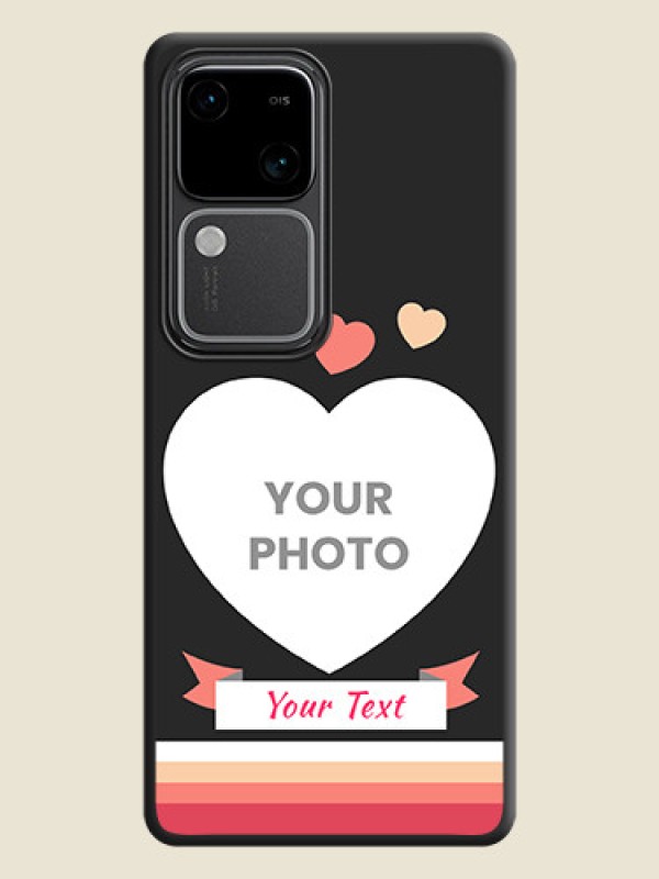 Custom Love Shaped Photo with Colorful Stripes on Personalised Space Black Soft Matte Cases - Vivo V30 5G - alternate view