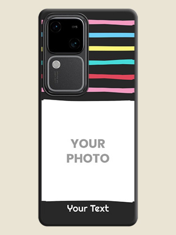 Custom Multicolor Lines with Image on Space Black Personalized Soft Matte Phone Covers - Vivo V30 5G - alternate view