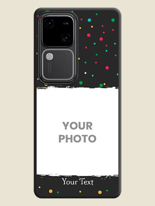 Custom Multicolor Dotted Pattern with Text on Space Black Custom Soft Matte Phone Back Cover - Vivo V30 5G - alternate view