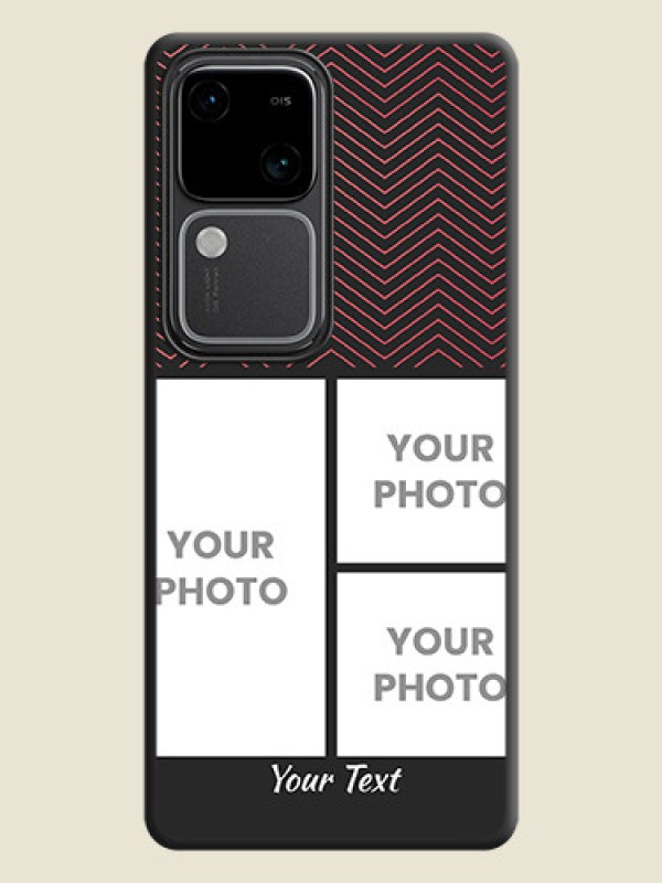 Custom Wave Pattern with 3 Image Holder on Space Black Custom Soft Matte Back Cover - Vivo V30 5G - alternate view