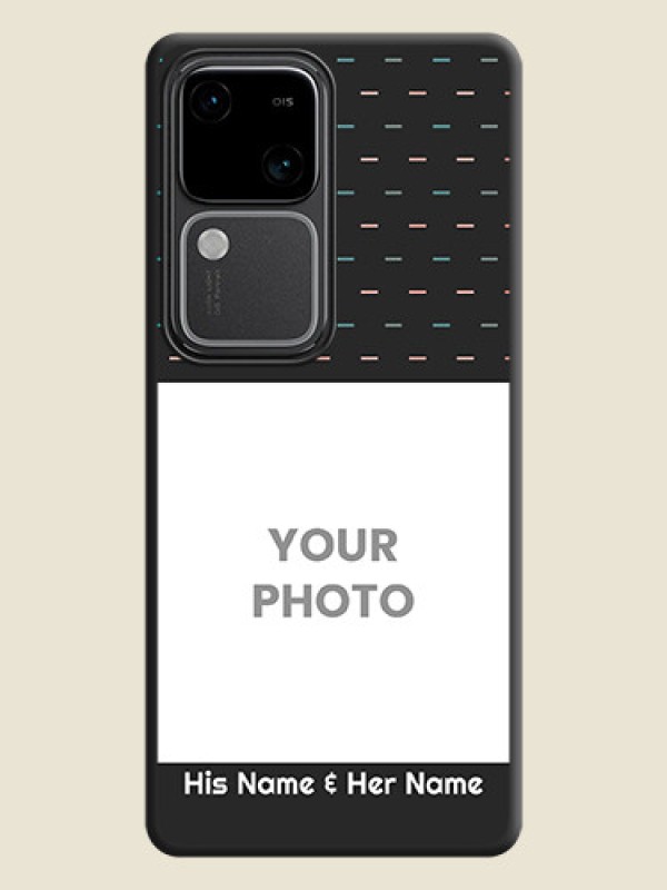 Custom Line Pattern Design with Text on Space Black Custom Soft Matte Phone Back Cover - Vivo V30 5G - alternate view