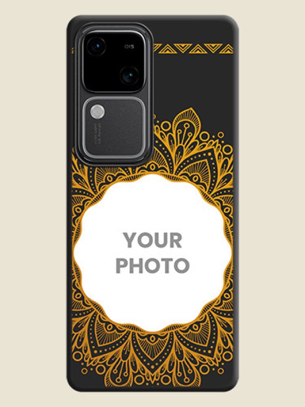 Custom Round Image with Floral Design - Photo on Space Black Soft Matte Mobile Cover - Vivo V30 5G - alternate view