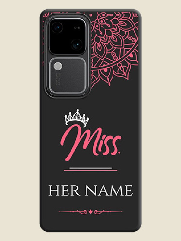 Custom Mrs Name with Floral Design on Space Black Personalized Soft Matte Phone Covers - Vivo V30 5G - alternate view