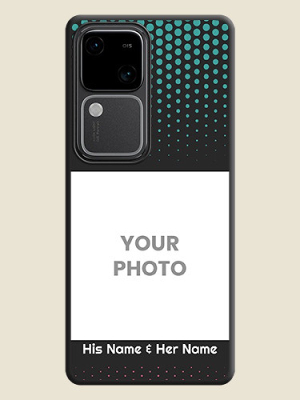 Custom Faded Dots with Grunge Photo Frame and Text on Space Black Custom Soft Matte Phone Cases - Vivo V30 5G - alternate view