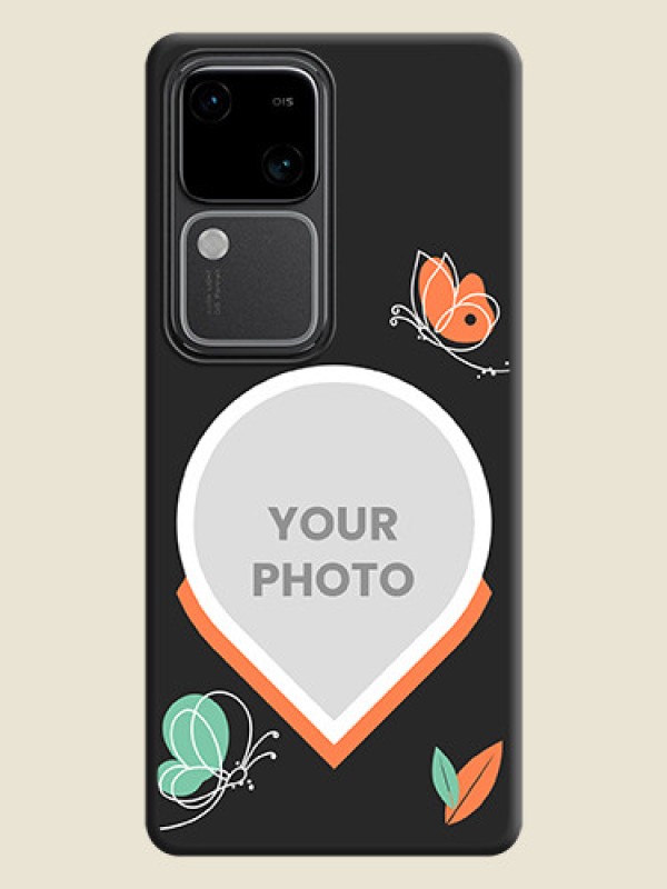 Custom Upload Pic With Simple Butterly Design On Space Black Personalized Soft Matte Phone Covers - Vivo V30 5G - alternate view