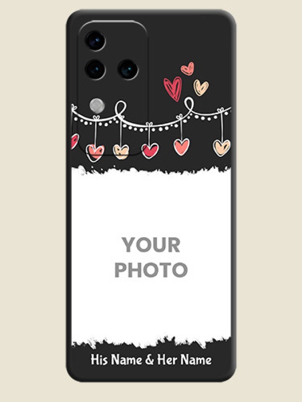 Custom Pink Love Hangings with Name on Space Black Custom Soft Matte Phone Cases - Vivo V30 Pro 5G - alternate view