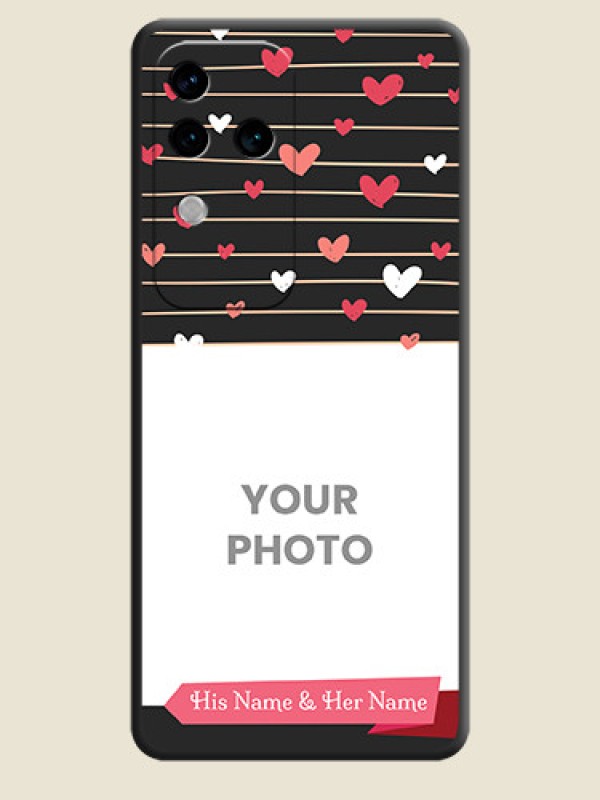 Custom Love Pattern with Name on Pink Ribbon - Photo on Space Black Soft Matte Back Cover - Vivo V30 Pro 5G - alternate view