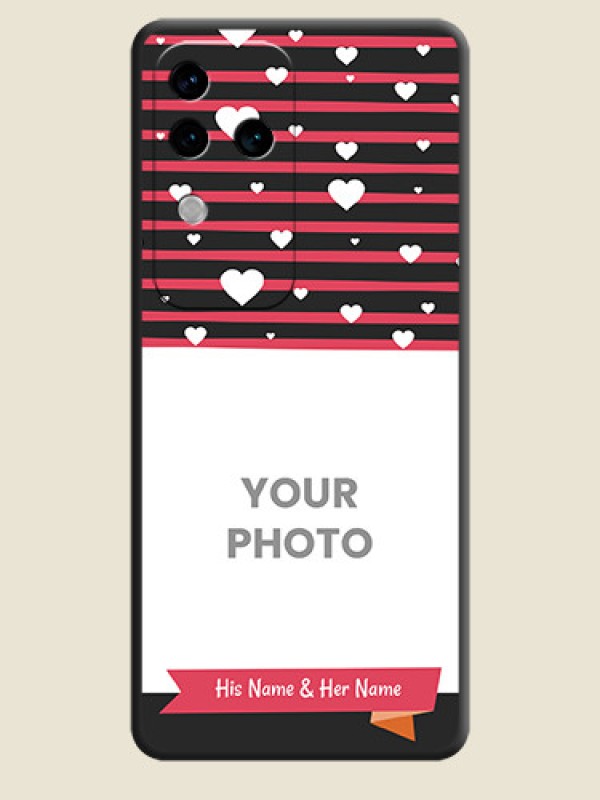 Custom White Color Love Symbols with Pink Lines Pattern on Space Black Custom Soft Matte Phone Cases - Vivo V30 Pro 5G - alternate view