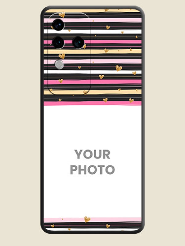 Custom Multicolor Lines and Golden Love Symbols Design - Photo on Space Black Soft Matte Mobile Cover - Vivo V30 Pro 5G - alternate view