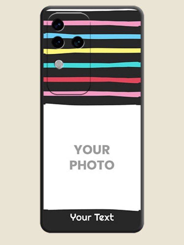 Custom Multicolor Lines with Image on Space Black Personalized Soft Matte Phone Covers - Vivo V30 Pro 5G - alternate view
