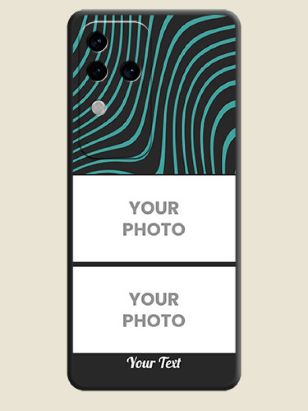 Custom Wave Pattern with 2 Image Holder on Space Black Personalized Soft Matte Phone Covers - Vivo V30 Pro 5G - alternate view