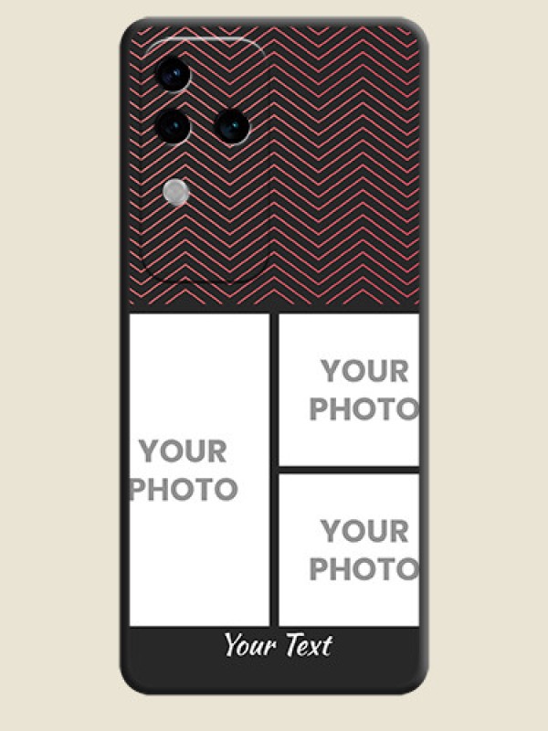 Custom Wave Pattern with 3 Image Holder on Space Black Custom Soft Matte Back Cover - Vivo V30 Pro 5G - alternate view