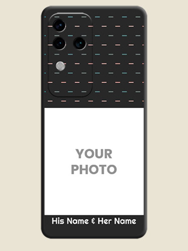 Custom Line Pattern Design with Text on Space Black Custom Soft Matte Phone Back Cover - Vivo V30 Pro 5G - alternate view