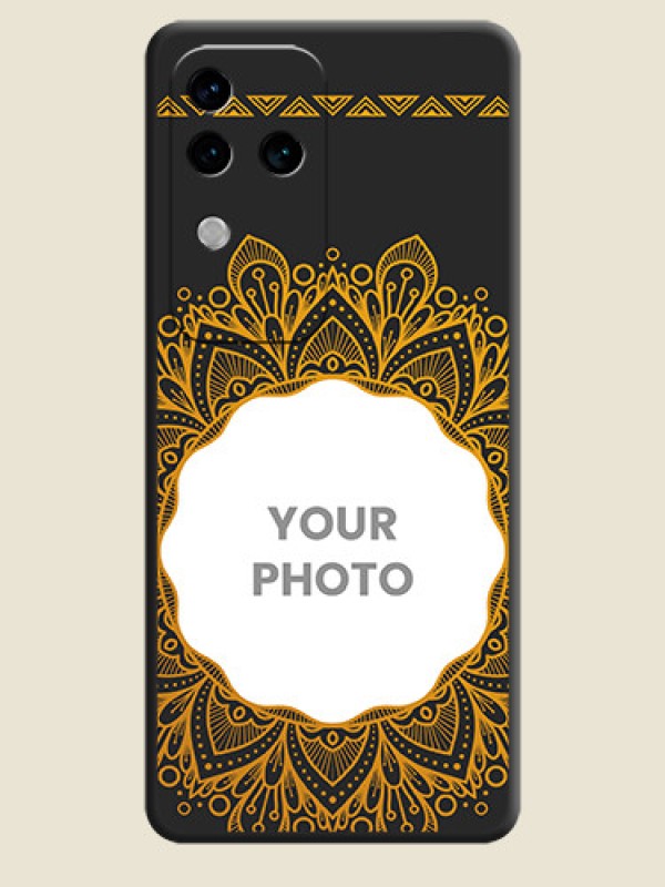Custom Round Image with Floral Design - Photo on Space Black Soft Matte Mobile Cover - Vivo V30 Pro 5G - alternate view