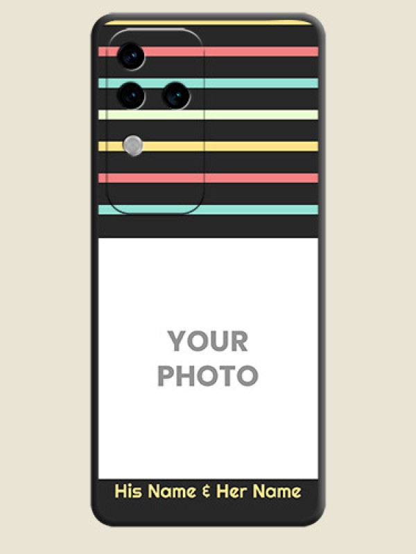 Custom Color Stripes with Photo and Text - Photo on Space Black Soft Matte Mobile Case - Vivo V30 Pro 5G - alternate view