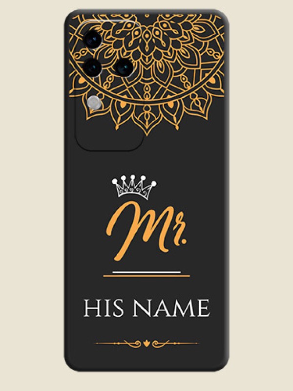 Custom Mr Name with Floral Design on Personalised Space Black Soft Matte Cases - Vivo V30 Pro 5G - alternate view