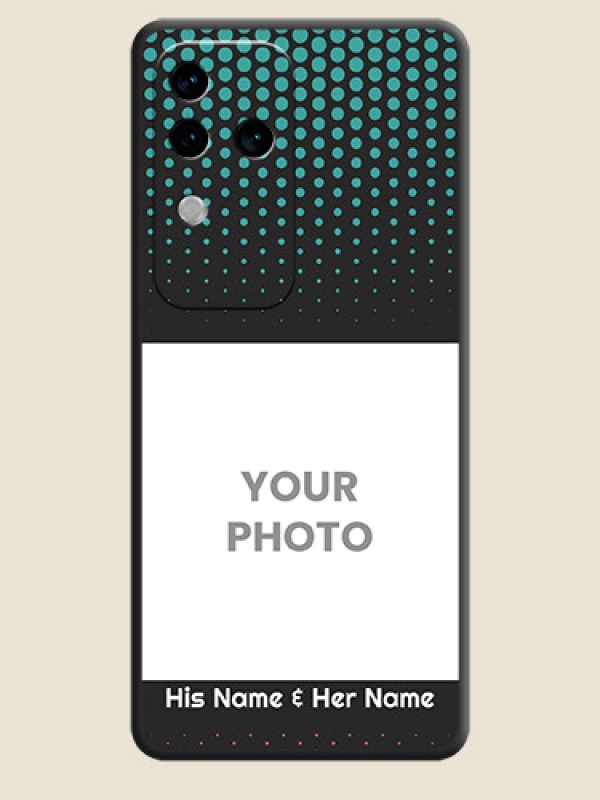 Custom Faded Dots with Grunge Photo Frame and Text on Space Black Custom Soft Matte Phone Cases - Vivo V30 Pro 5G - alternate view