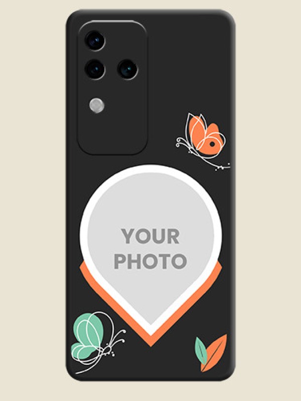 Custom Upload Pic With Simple Butterly Design On Space Black Personalized Soft Matte Phone Covers - Vivo V30 Pro 5G - alternate view