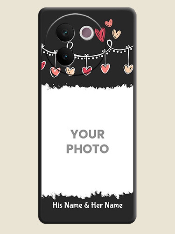Custom Pink Love Hangings with Name On Space Black Custom Soft Matte Mobile Back Cover - Vivo V30e 5G - alternate view